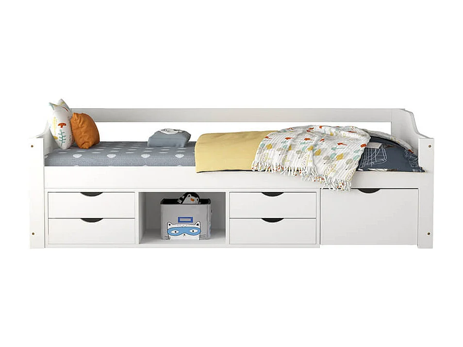 Home Deluxe Lit d'enfant COSMOS avec tiroirs et matelas - 90 x 200 cm Blanc