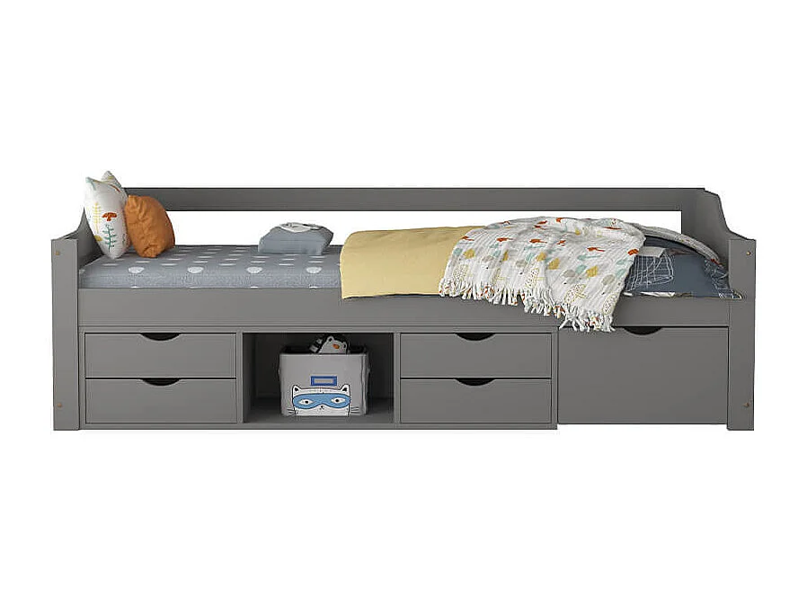 Home Deluxe Lit d'enfant COSMOS avec tiroirs - 90 x 200 cm gris