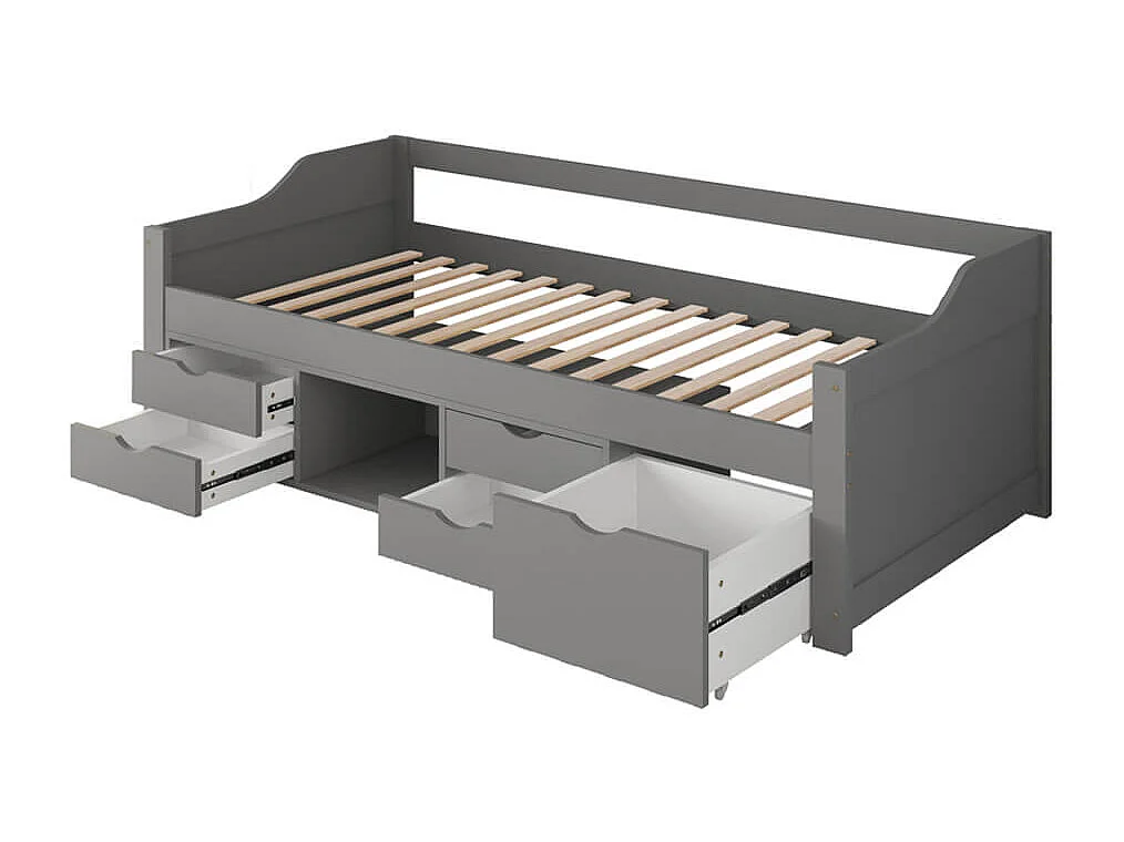 Home Deluxe Lit d'enfant COSMOS avec tiroirs - 90 x 200 cm gris