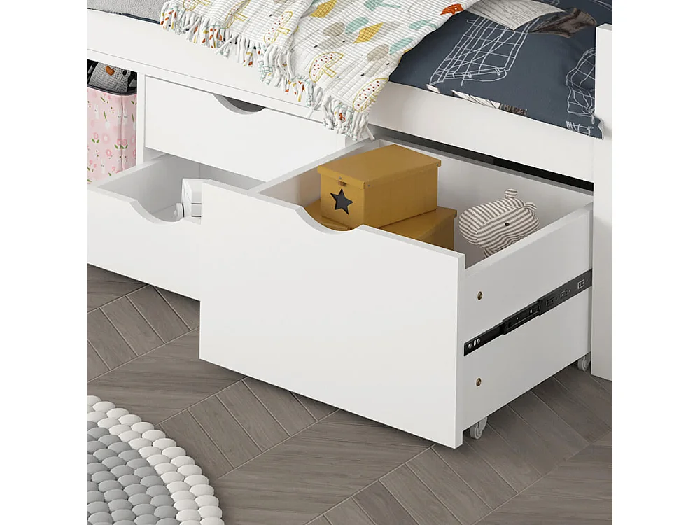 Home Deluxe Lit d'enfant COSMOS avec tiroirs - 90 x 200 cm blanc