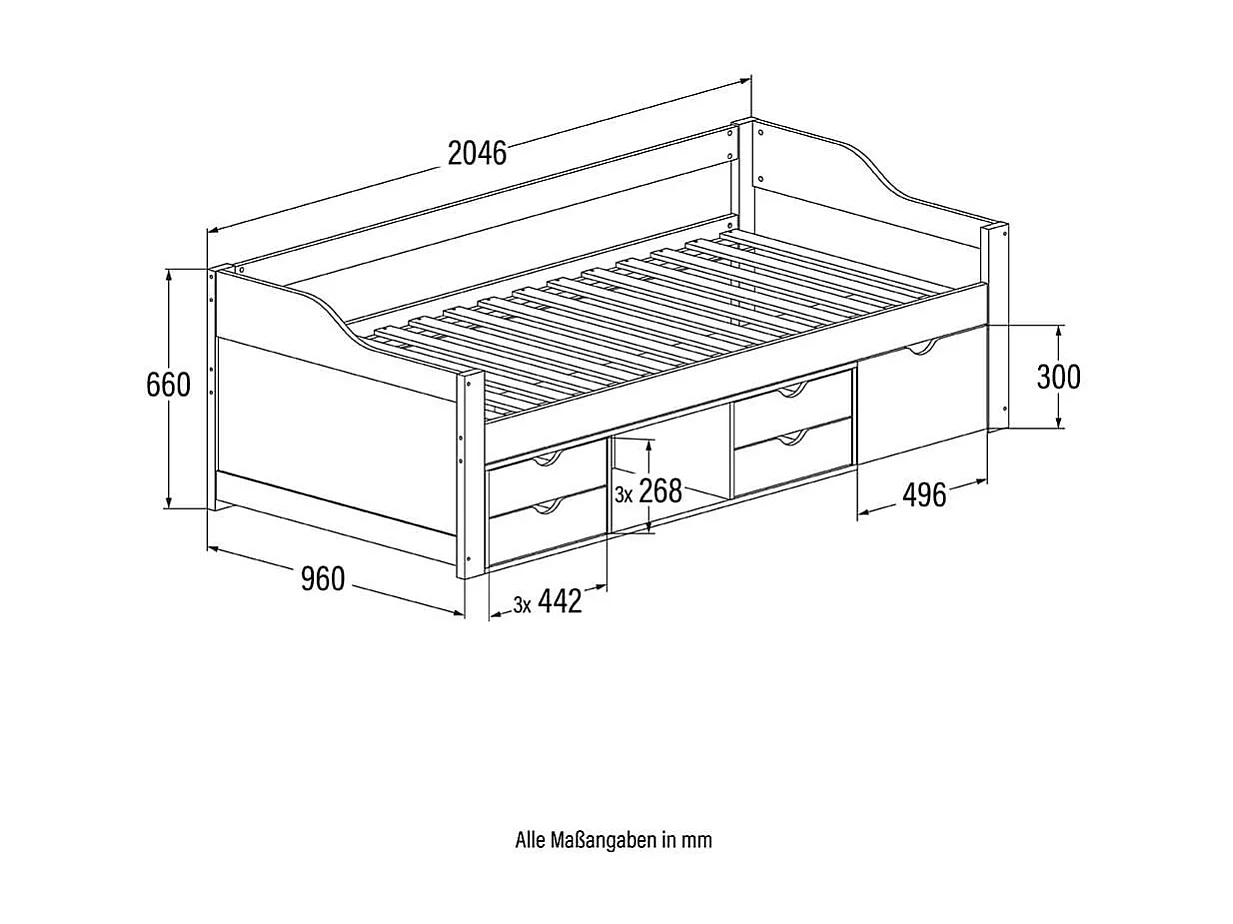 Home Deluxe Lit d'enfant COSMOS avec tiroirs - 90 x 200 cm blanc