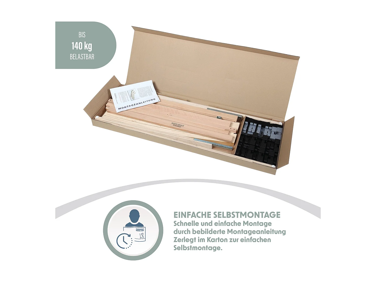 Home Deluxe Sommier à lattes MADO 140 x 200 cm