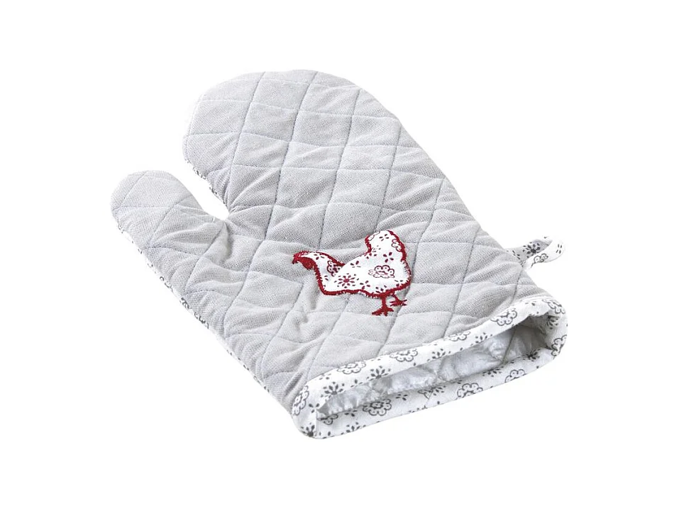 Gant de cuisine en coton et lin poule
