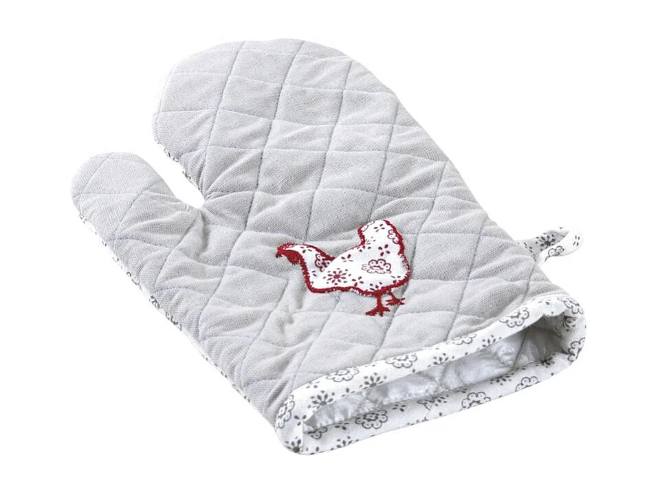 Gant de cuisine en coton et lin poule
