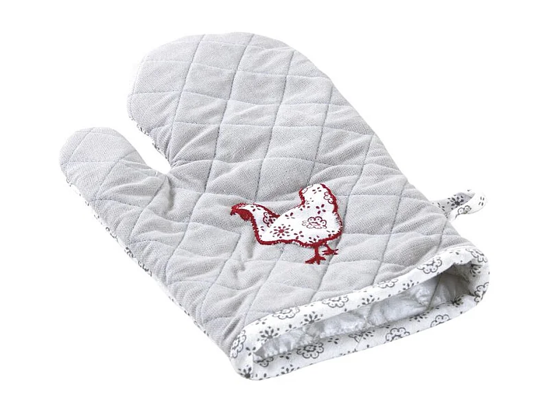 Gant de cuisine en coton et lin poule