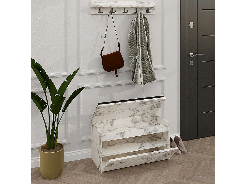 Ensemble meuble d'entrée et étagère avec patères Boby