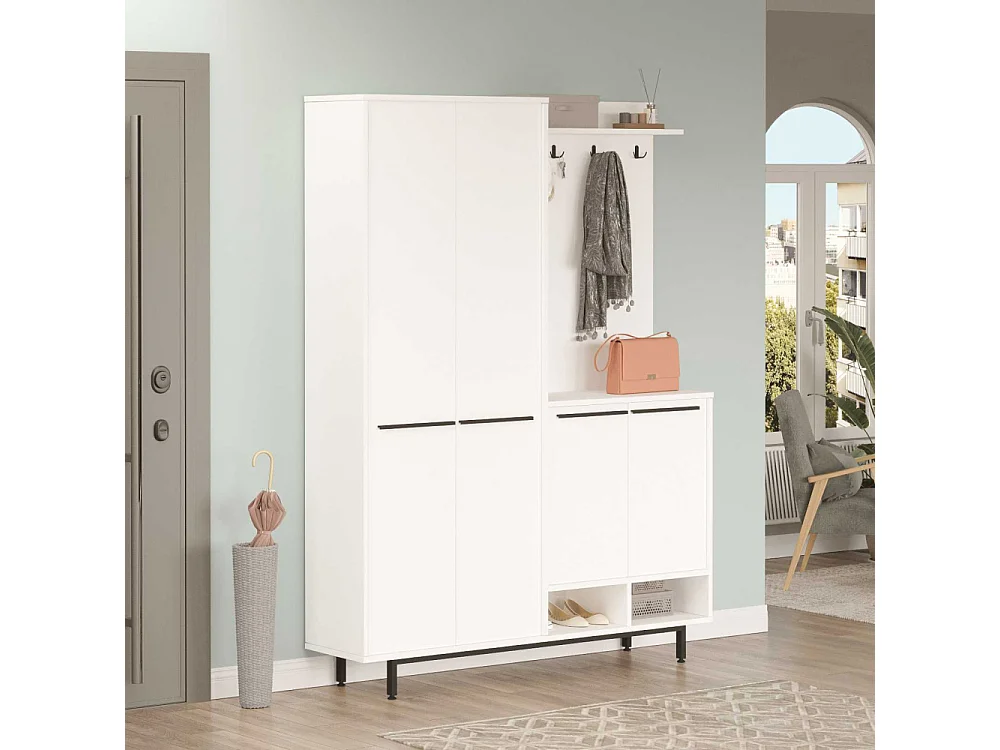 Meuble d'entrée avec placard à chaussures et patères Sylvie