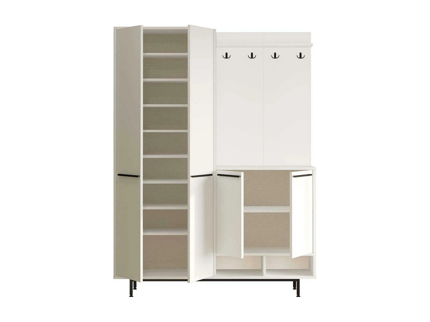 Meuble d'entrée avec placard à chaussures et patères Sylvie