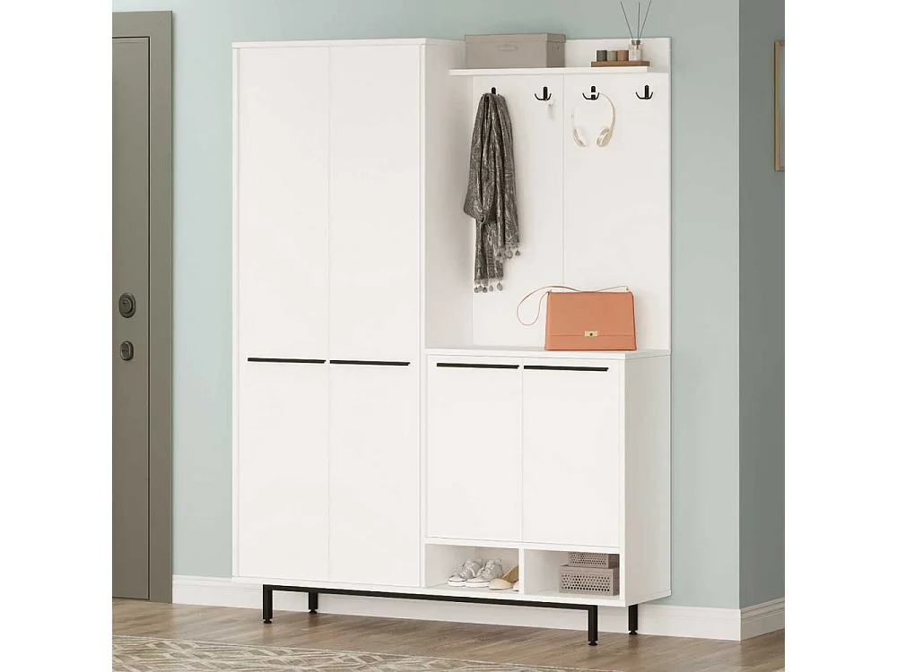 Meuble d'entrée avec placard à chaussures et patères Sylvie