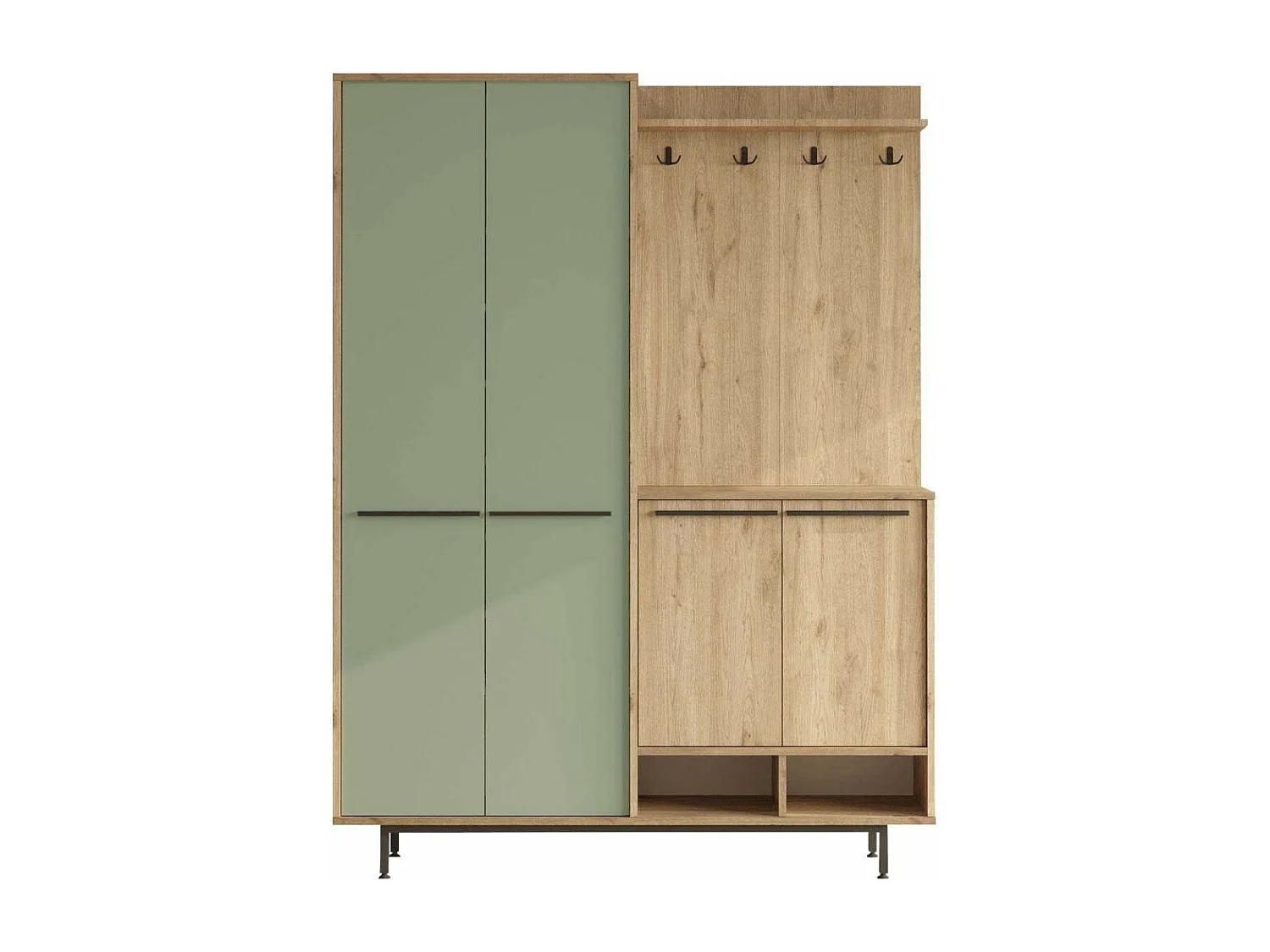 Meuble d'entrée avec placard à chaussures et patères Sylvie