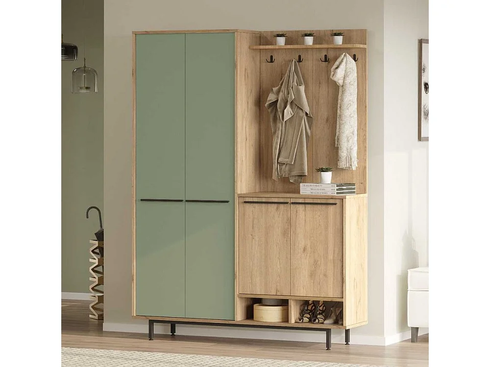 Meuble d'entrée avec placard à chaussures et patères Sylvie