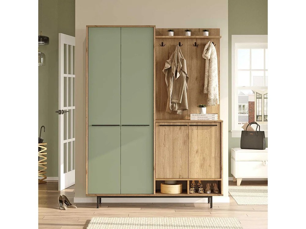 Meuble d'entrée avec placard à chaussures et patères Sylvie