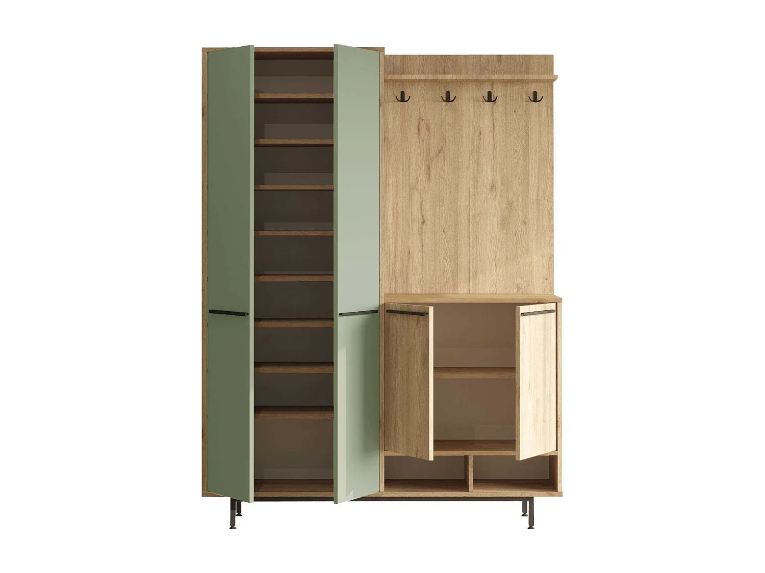 Meuble d'entrée avec placard à chaussures et patères Sylvie