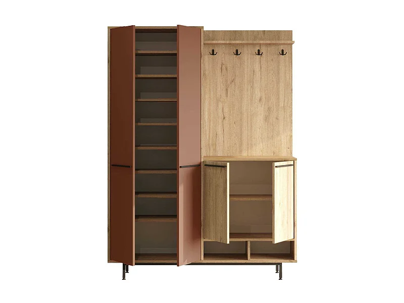 Meuble d'entrée avec placard à chaussures et patères Sylvie