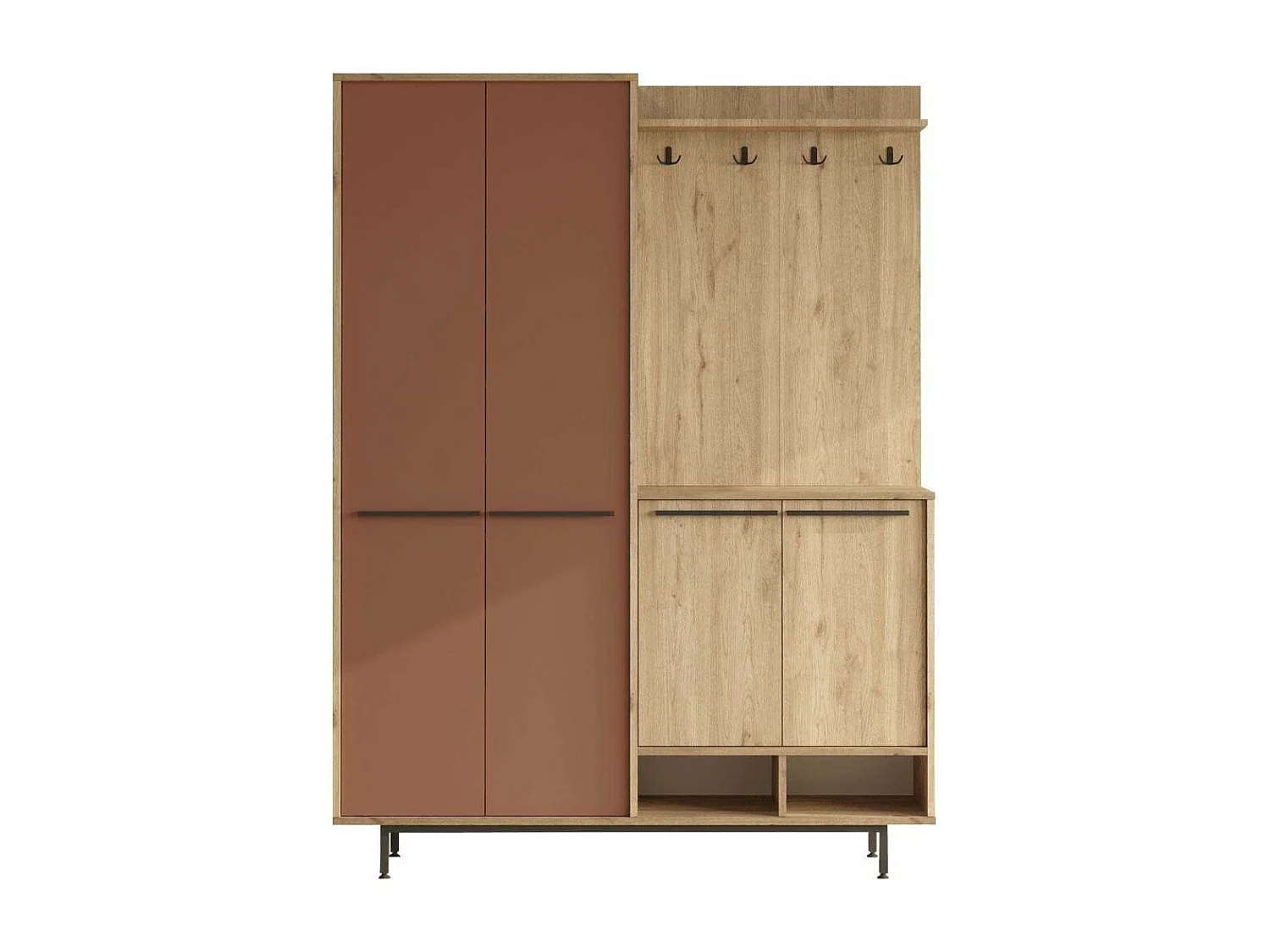 Meuble d'entrée avec placard à chaussures et patères Sylvie