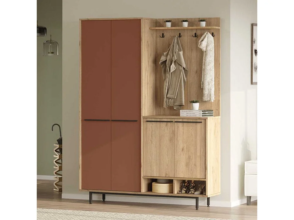 Meuble d'entrée avec placard à chaussures et patères Sylvie