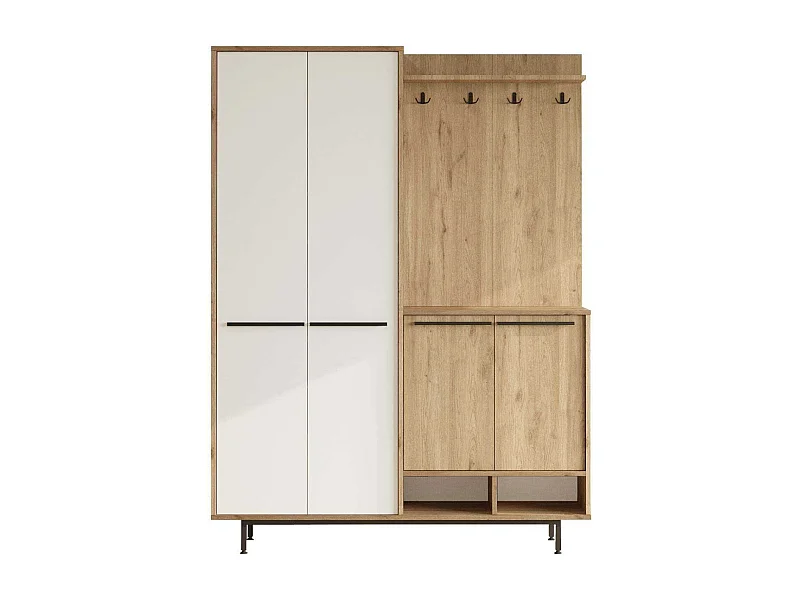 Meuble d'entrée avec placard à chaussures et patères Sylvie