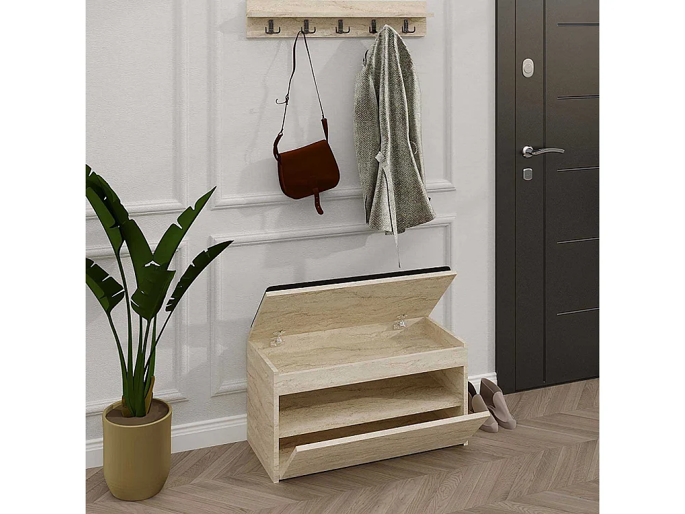 Aparador de hall – 80 cm x 42 cm x 35 cm – cor travertino – 100% melamina