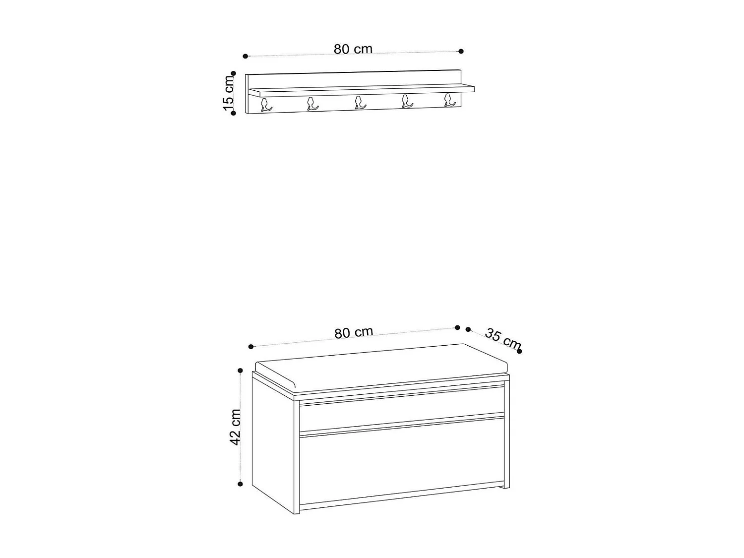 Aparador de hall – 80 cm x 42 cm x 35 cm – cor travertino – 100% melamina