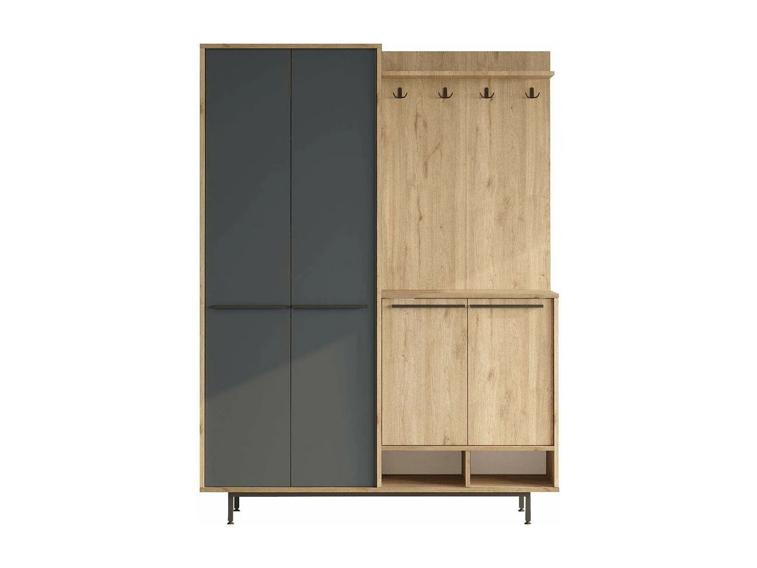 Meuble d'entrée avec placard à chaussures et patères Sylvie