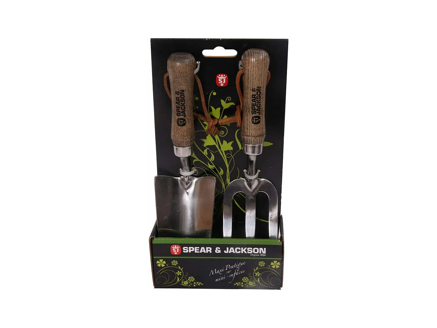 Set de 2 mini outils à fleurs inox manche en frêne