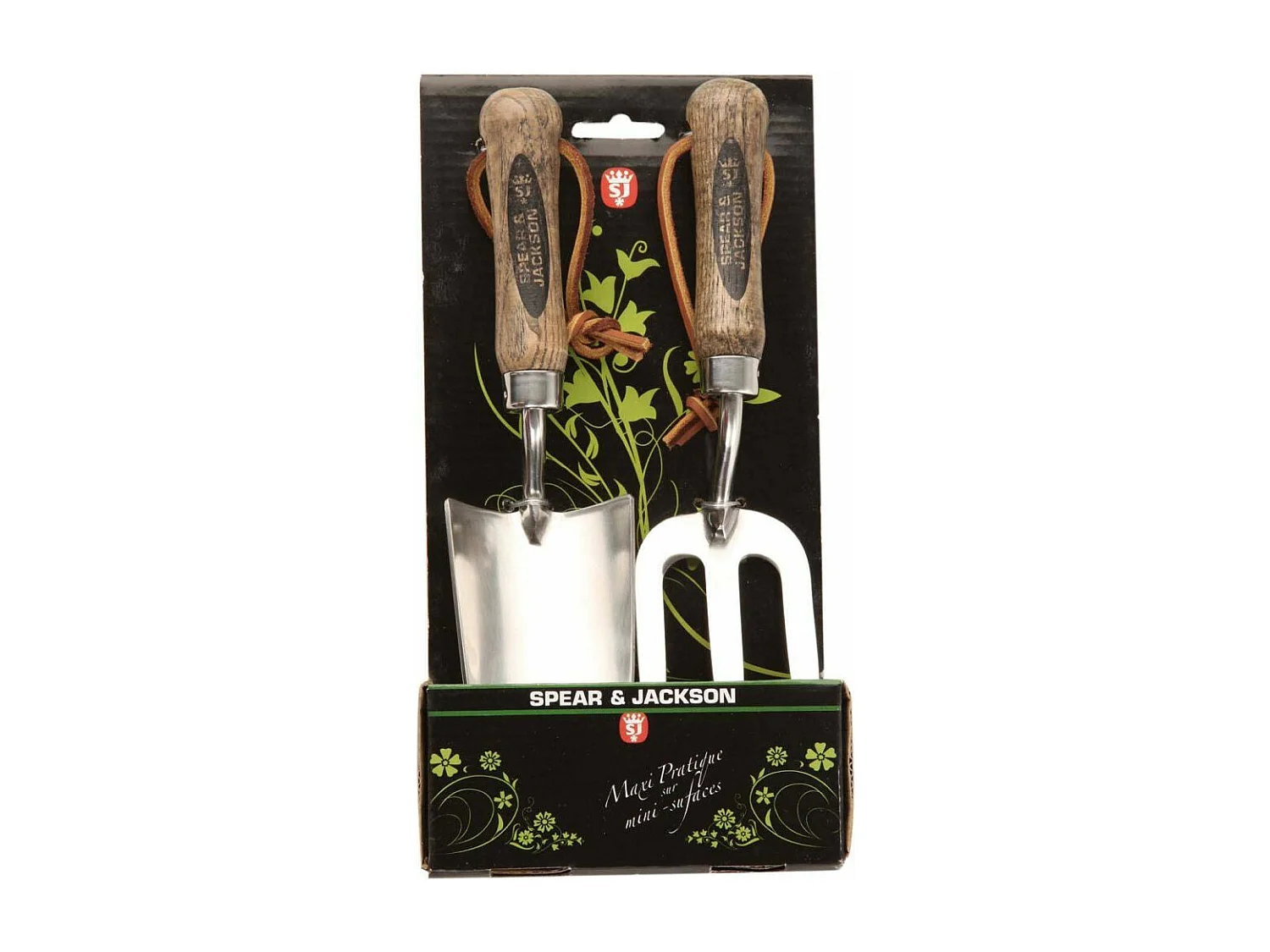 Set de 2 mini outils à fleurs inox manche en frêne