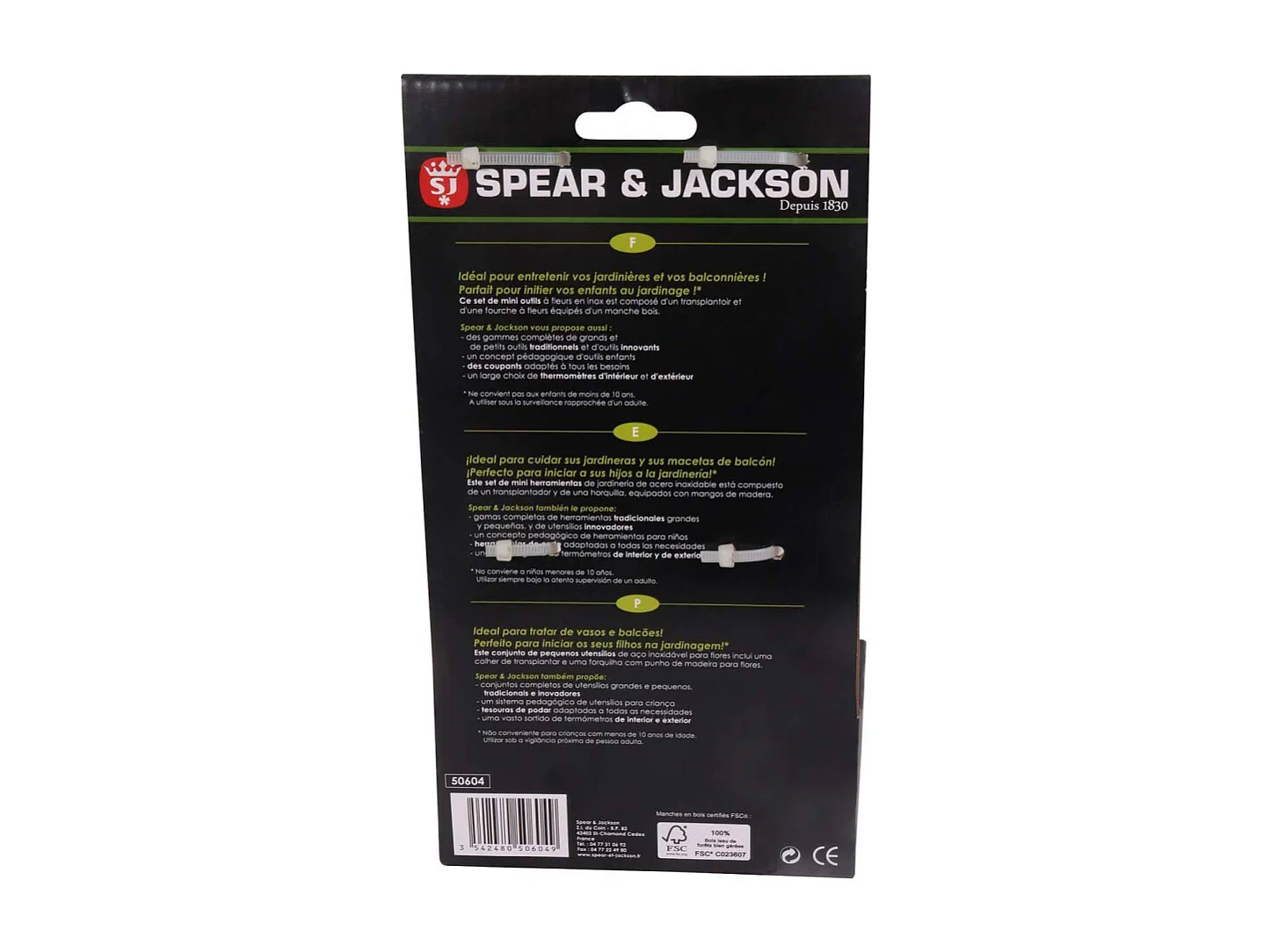 Set de 2 mini outils à fleurs inox manche en frêne