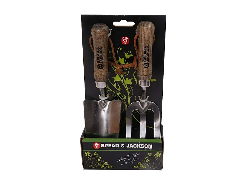 Set de 2 mini outils à fleurs inox manche en frêne