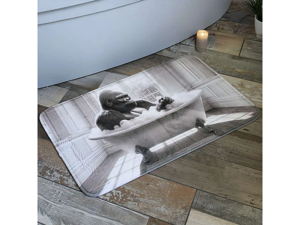 Tapis de bain en polyester Animal 45 x 75 cm Gorille