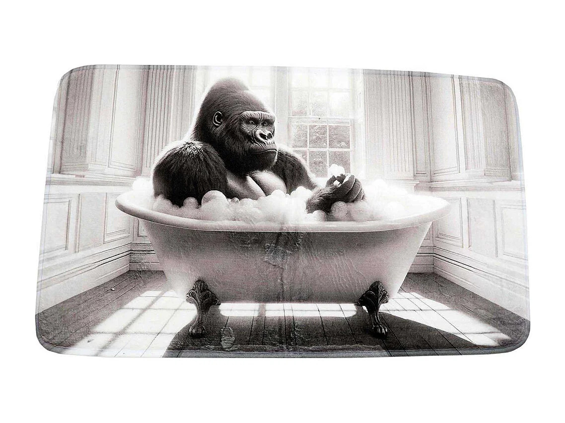 Tapis de bain en polyester Animal 45 x 75 cm Gorille