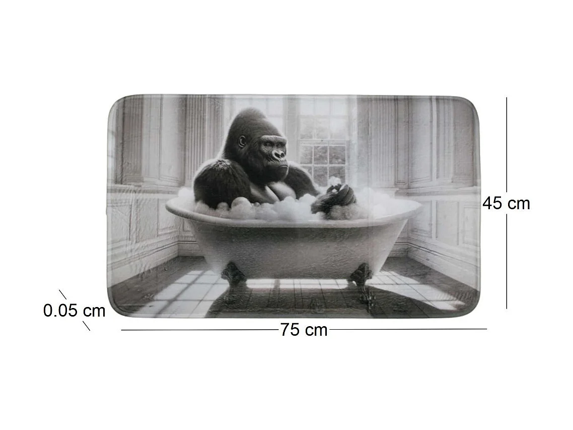 Tapis de bain en polyester Animal 45 x 75 cm Gorille