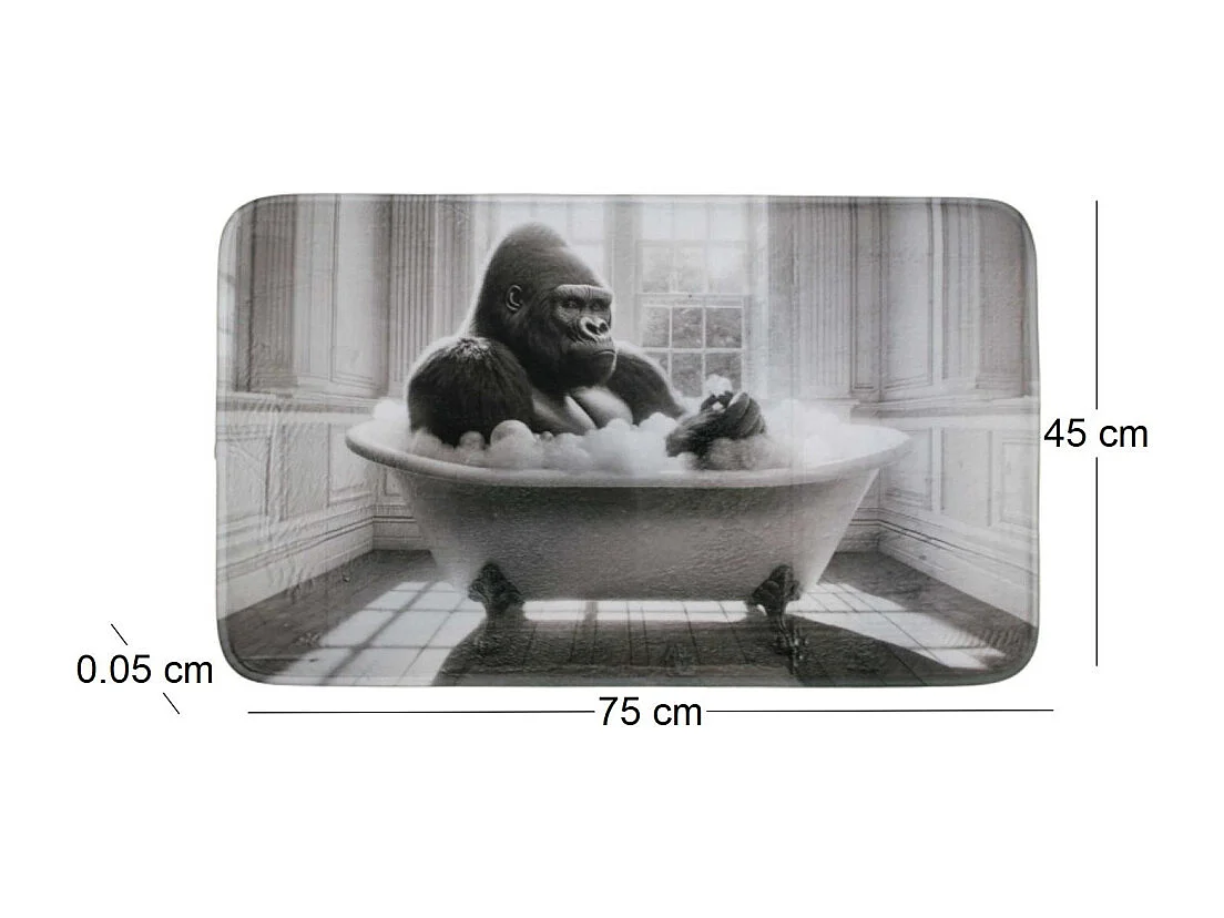 Tapis de bain en polyester Animal 45 x 75 cm Gorille