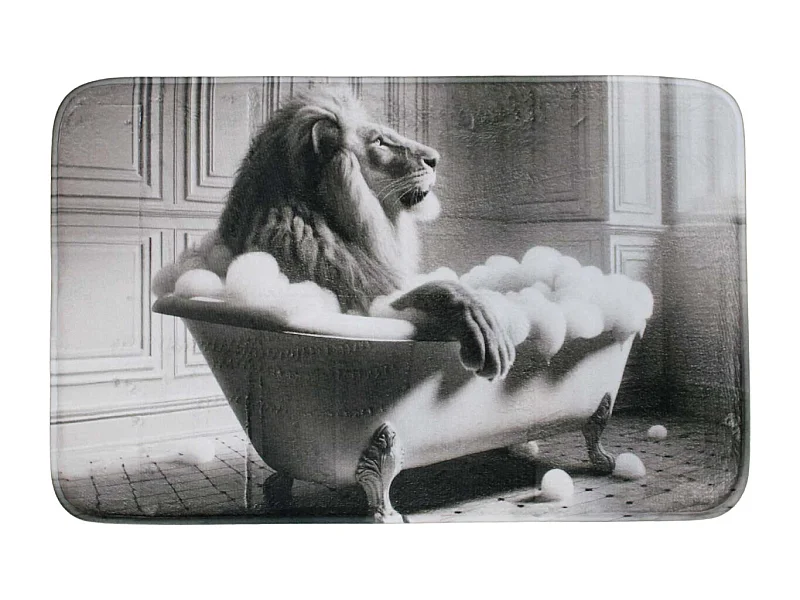 Tapis de bain en polyester Animal 45 x 75 cm Lion