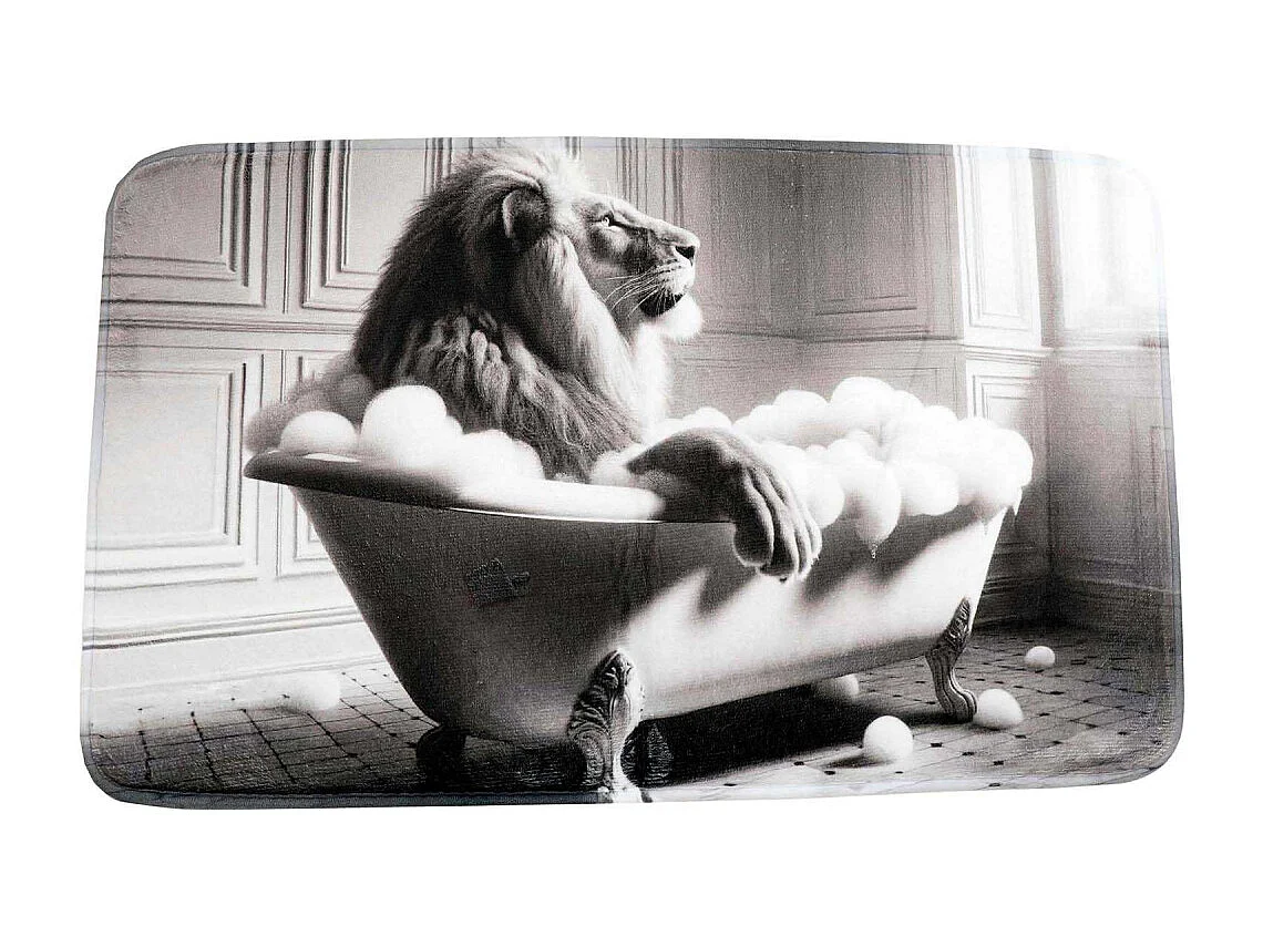 Tapis de bain en polyester Animal 45 x 75 cm Lion