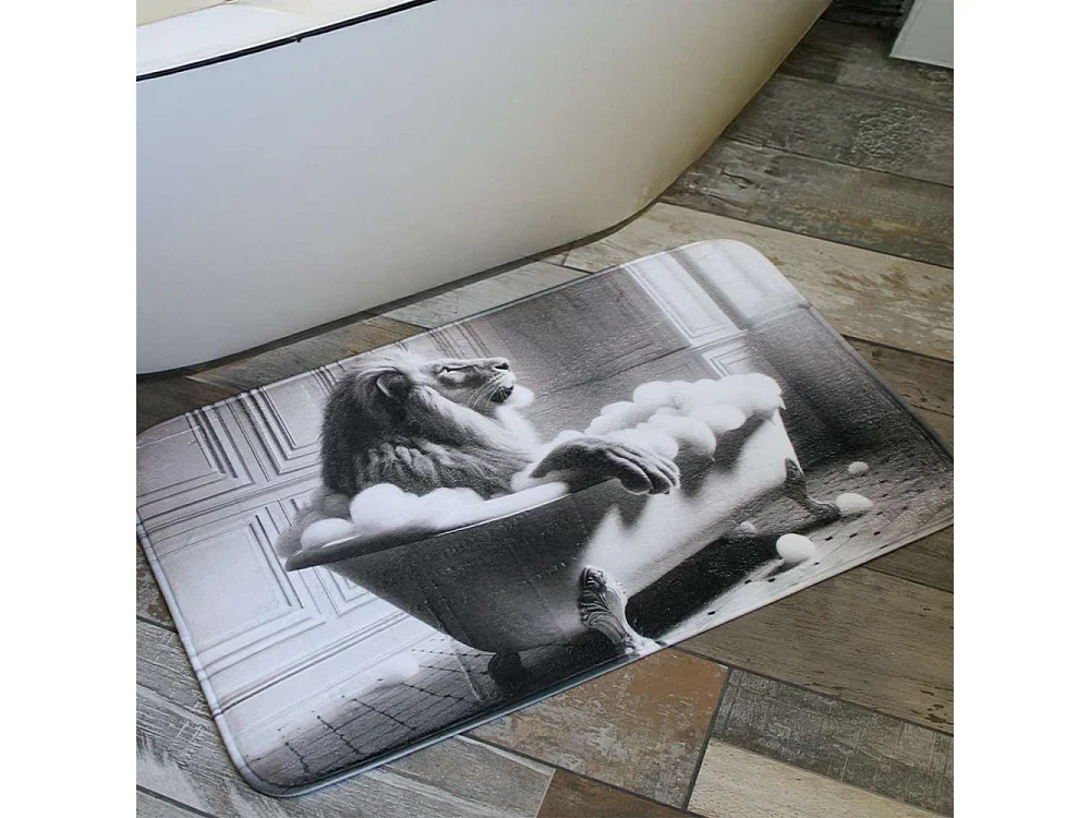 Tapis de bain en polyester Animal 45 x 75 cm Lion
