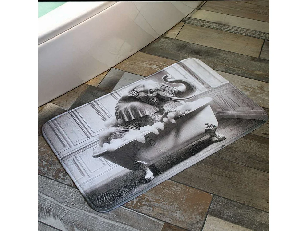 Tapis de bain en polyester Animal 45 x 75 cm Eléphant