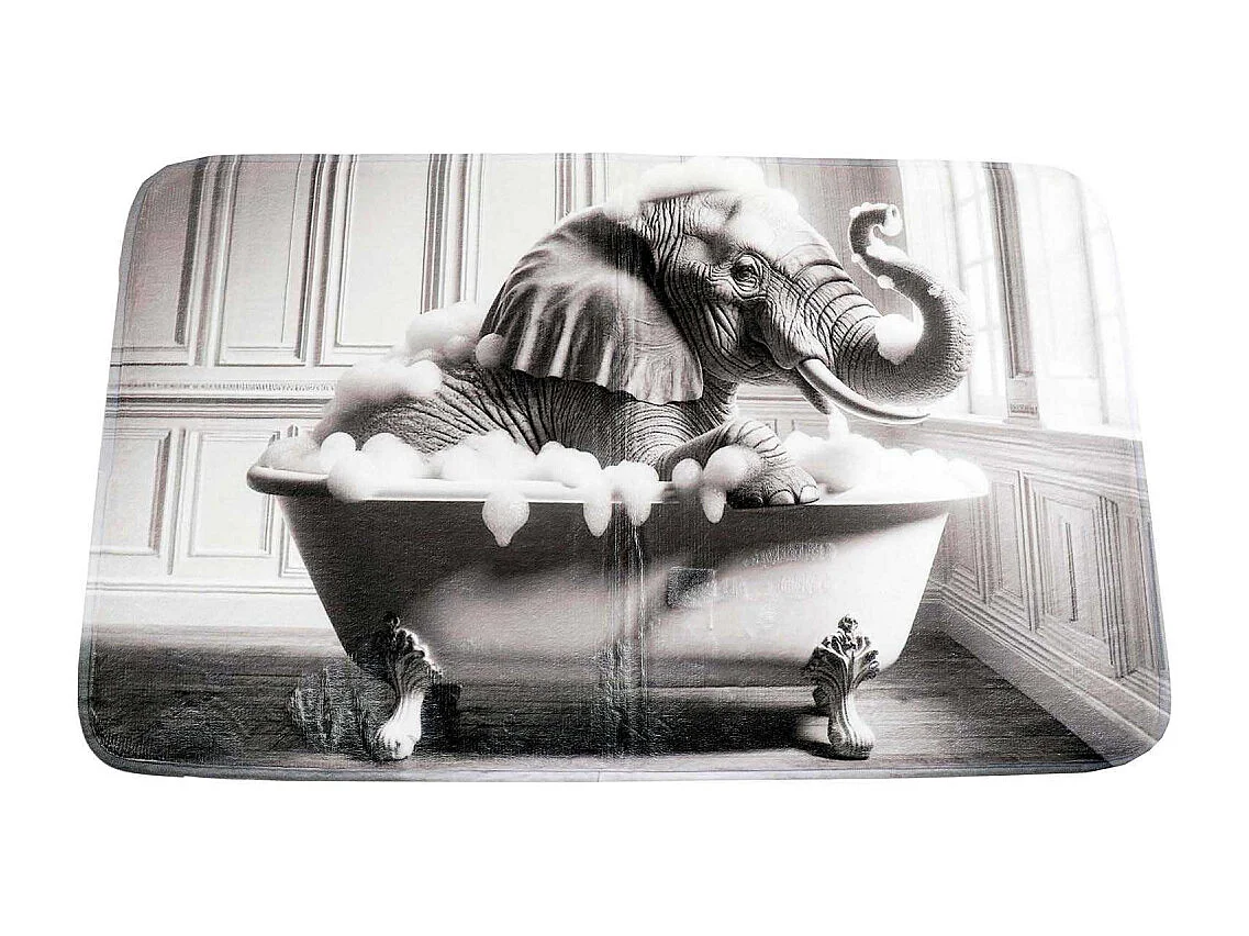 Tapis de bain en polyester Animal 45 x 75 cm Eléphant
