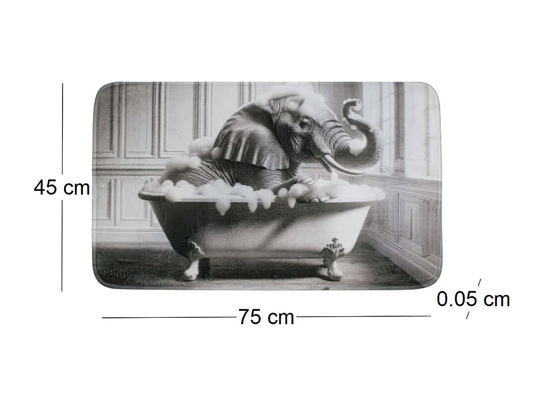 Tapis de bain en polyester Animal 45 x 75 cm Eléphant