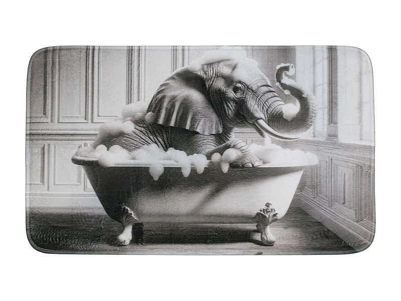 Tapis de bain en polyester Animal 45 x 75 cm Eléphant