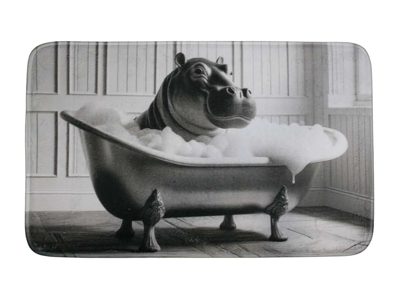 Tapis de bain en polyester Animal 45 x 75 cm Hippo