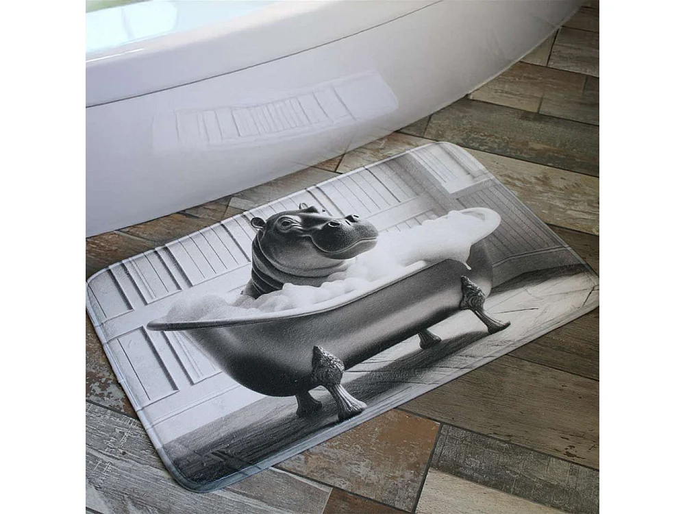 Tapis de bain en polyester Animal 45 x 75 cm Hippo