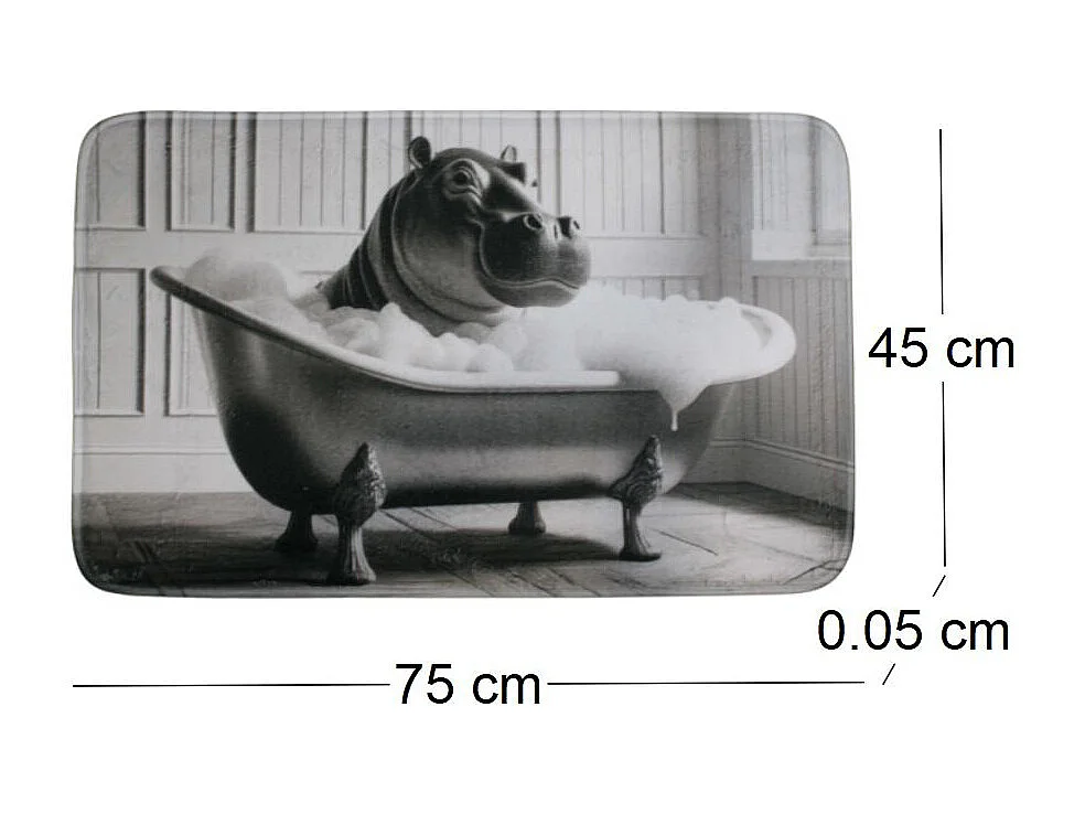 Tapis de bain en polyester Animal 45 x 75 cm Hippo