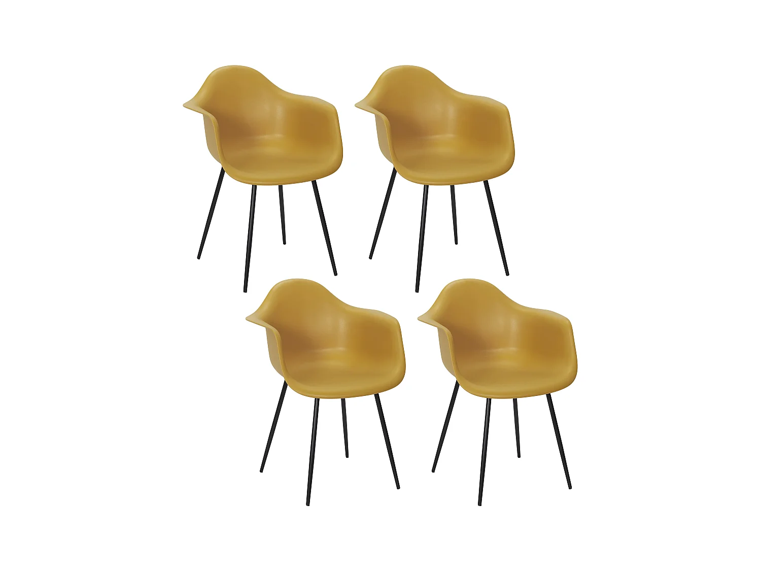 Fauteuil Gustav Jaune - Lot De 4 Jaune, Noir