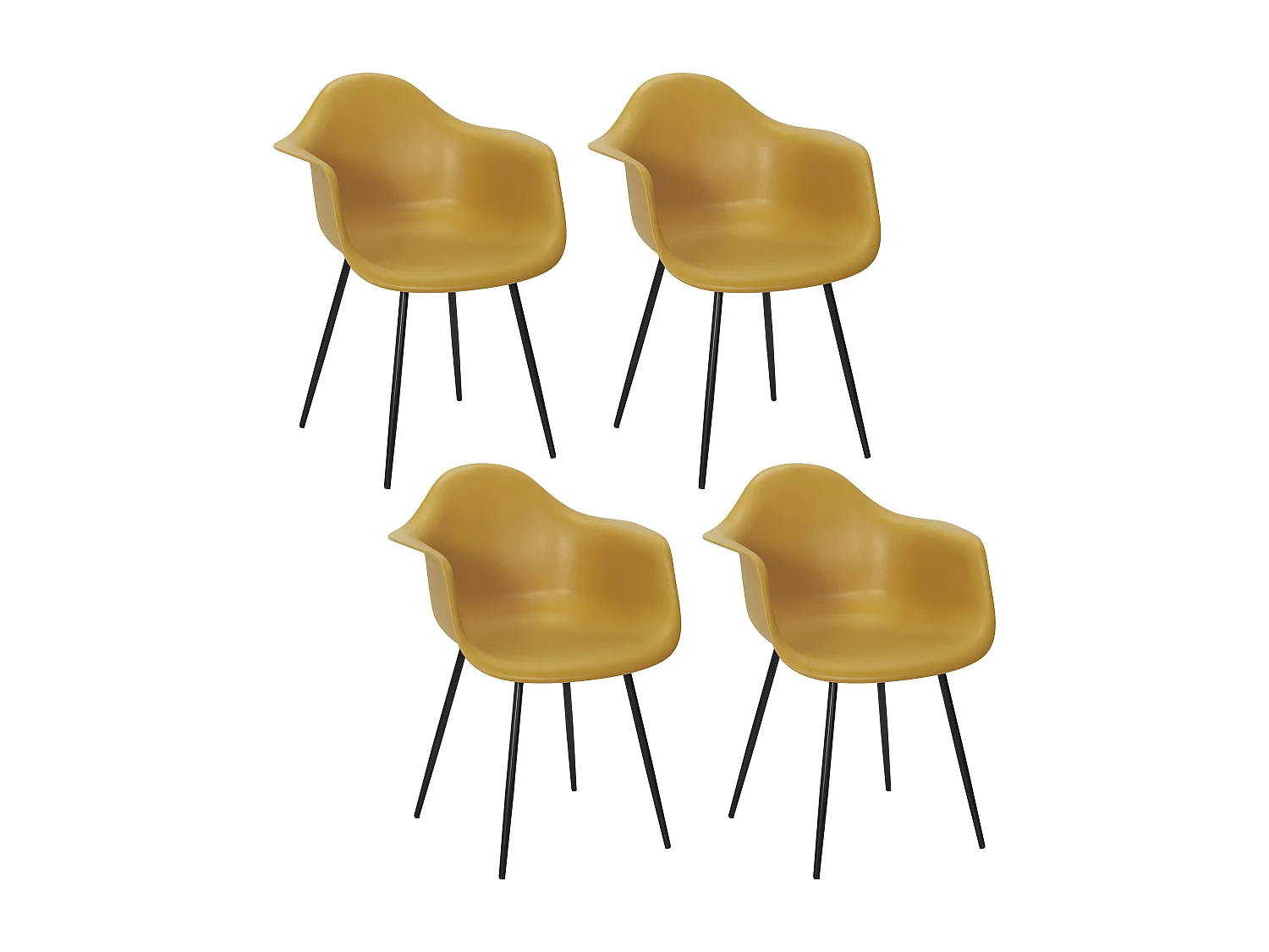 Fauteuil Gustav Jaune - Lot De 4 Jaune, Noir