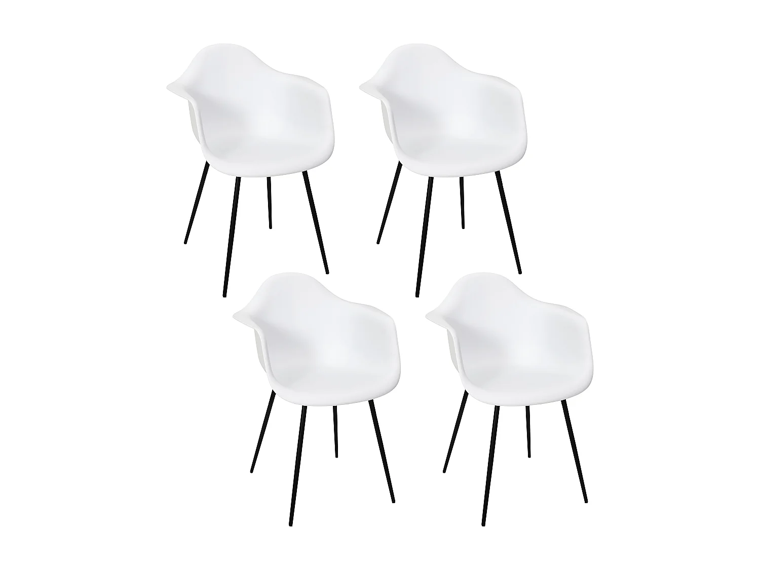 Fauteuil Gustav Blanc - Lot De 4 Blanc, Noir