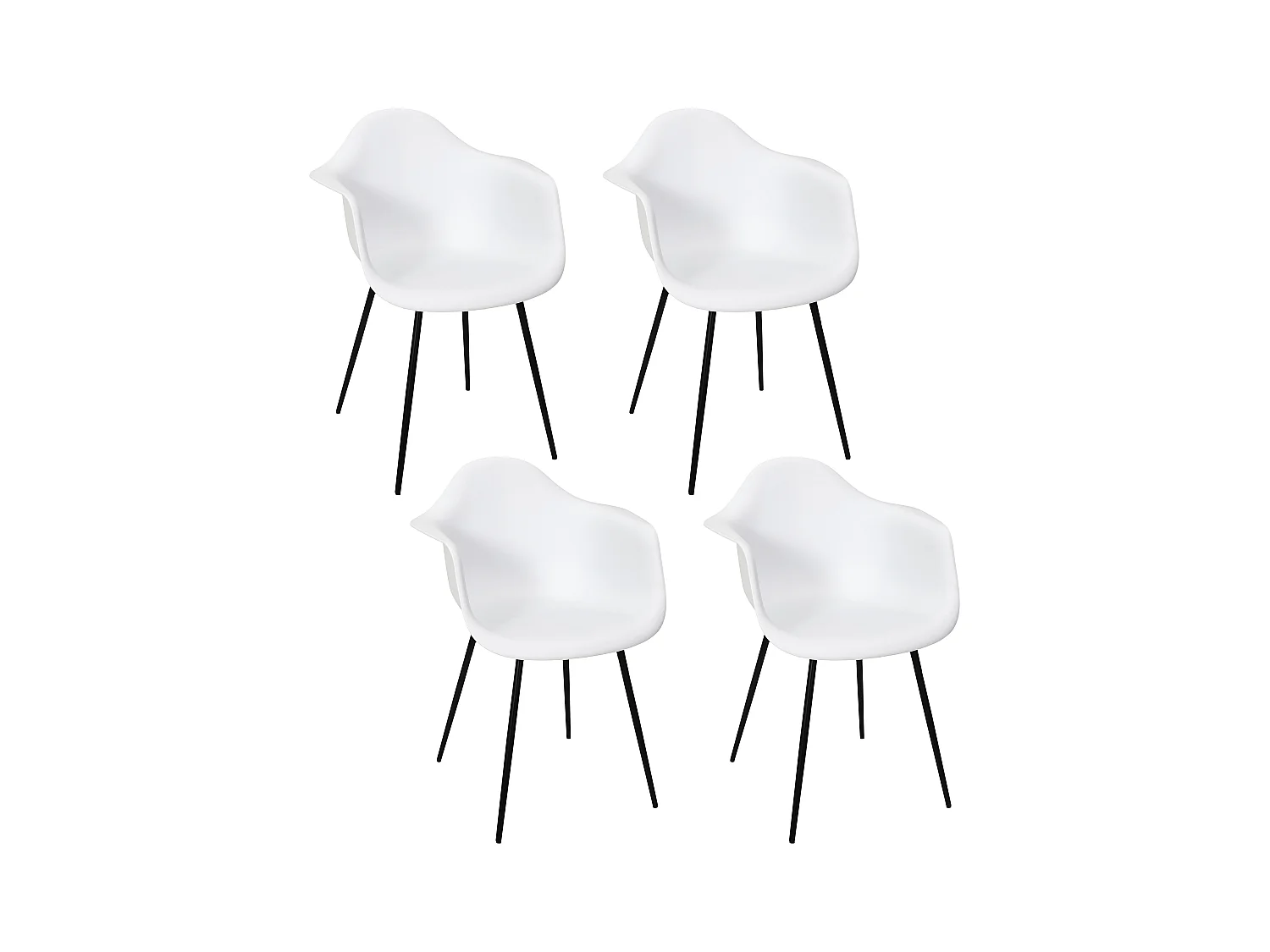 Fauteuil Gustav Blanc - Lot De 4 Blanc, Noir