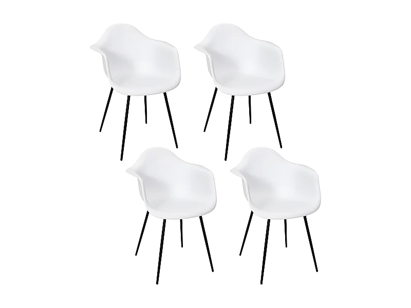 Fauteuil Gustav Blanc - Lot De 4 Blanc, Noir