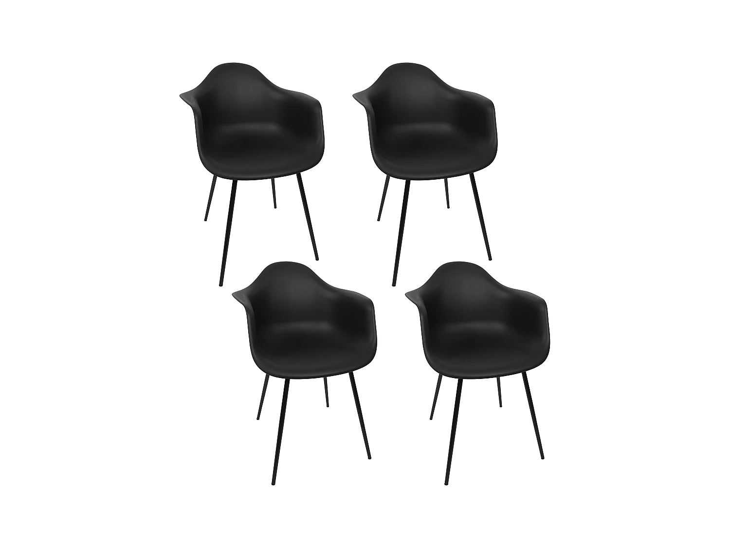 Fauteuil Gustav Noir - Lot De 4 Noir