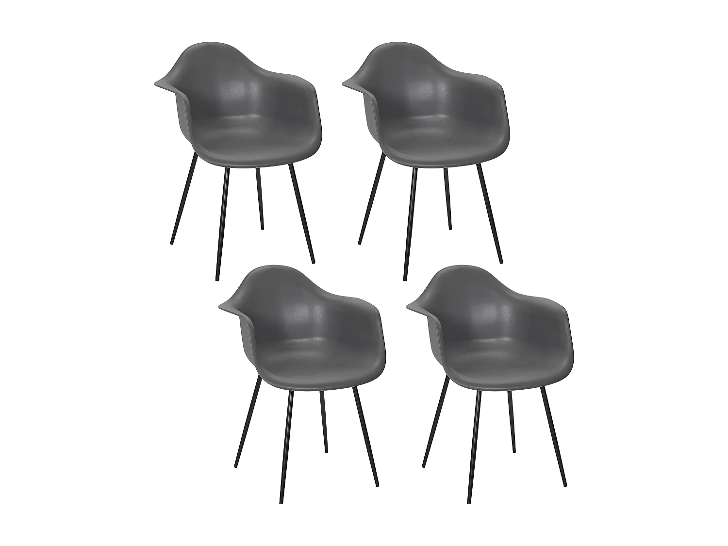Fauteuil Gustav Gris - Lot De 4 Gris, Noir