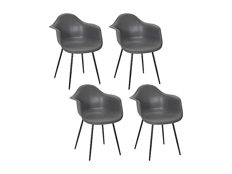 Fauteuil Gustav Gris - Lot De 4 Gris, Noir